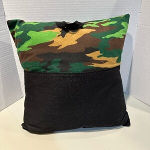 Handmade 18” Camo Flannel Reading Pillow with Camo Flannel Backing